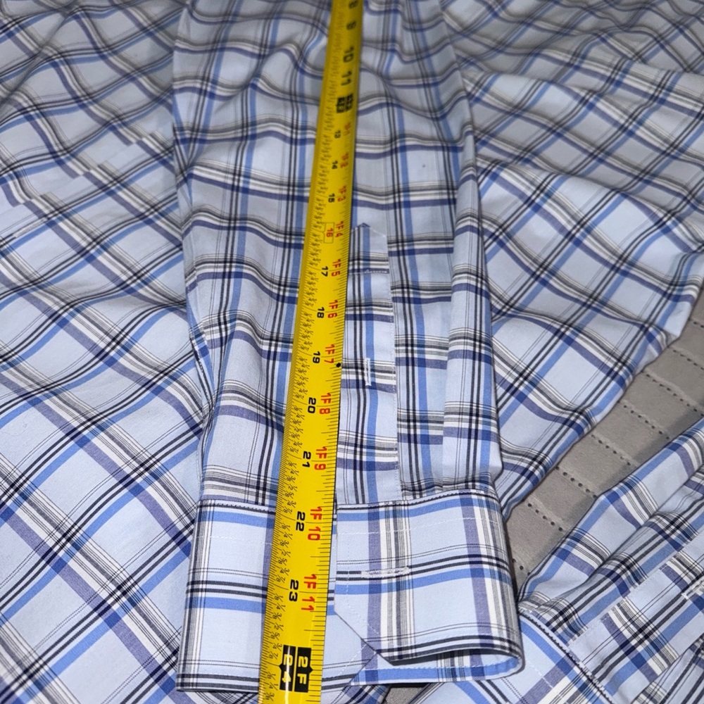 Banana Republic Camden fit 100% cotton no iron Blue striped Button Down Sz L - Picture 5 of 12